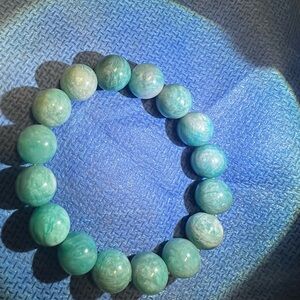 Natural Amazonite Blue Beaded Bracelet DIY chunky size 15mm